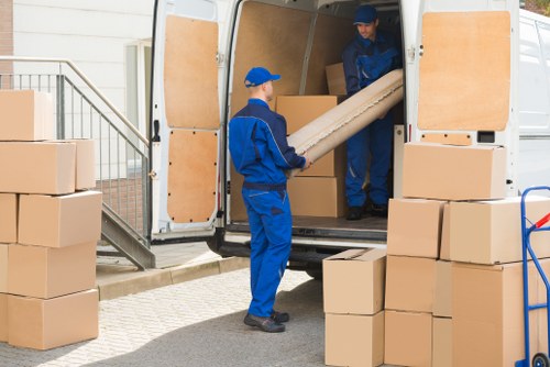 Local removals team working in a Marylebone residential street