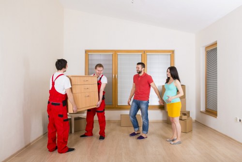 Packing boxes for a Marylebone home move in a central London apartment