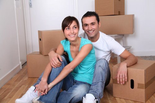 Moving van near elegant Marylebone townhouses